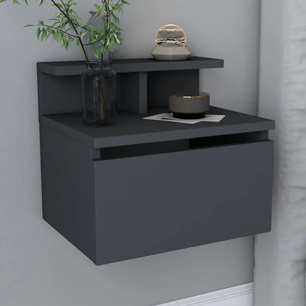 Alice Floating Bedside Table with Drawer - Black image