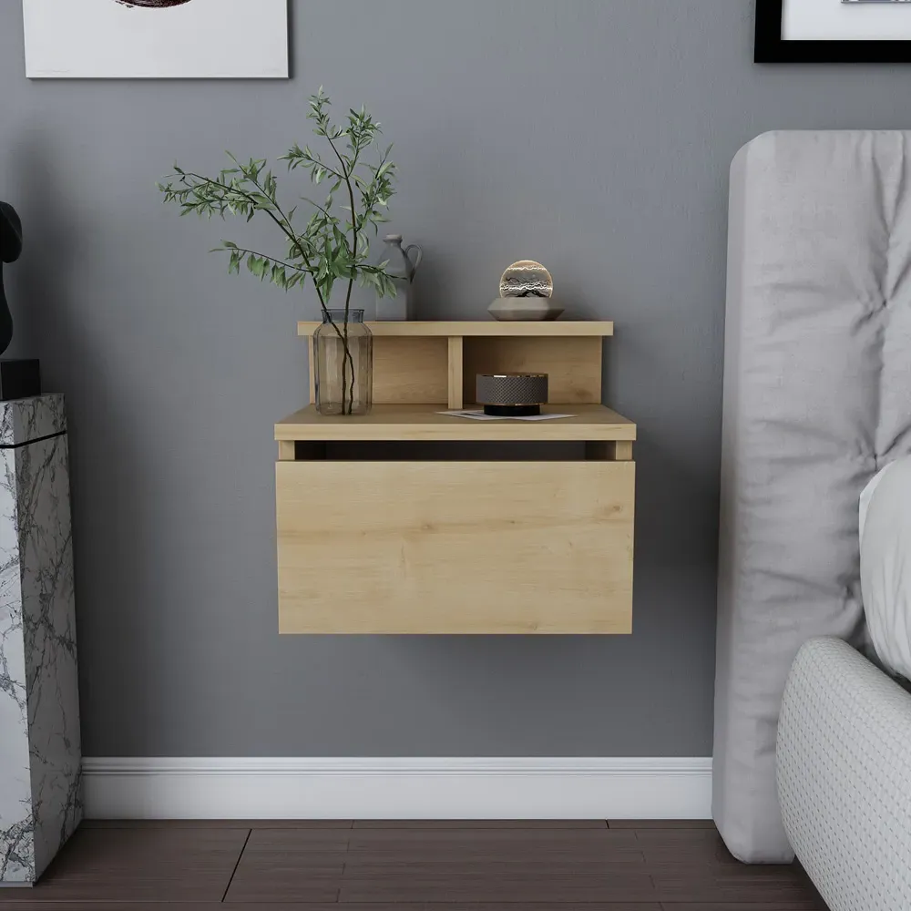 Alice Floating Bedside Table with Drawer - Oak