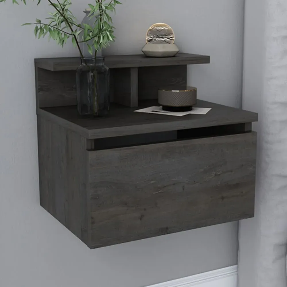 Alice Floating Bedside Table with Drawer - Silver