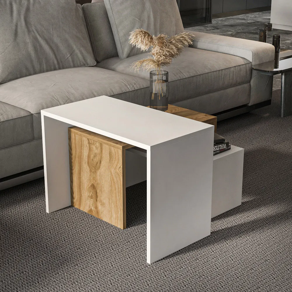 Andro White Oud Nest of Tables Set of 3