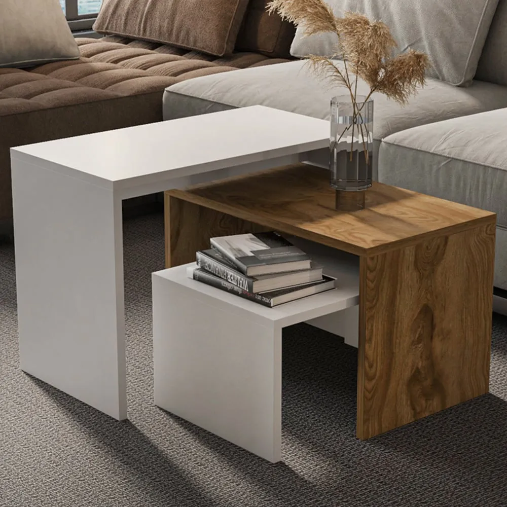 Andro White Oud Nest of Tables Set of 3