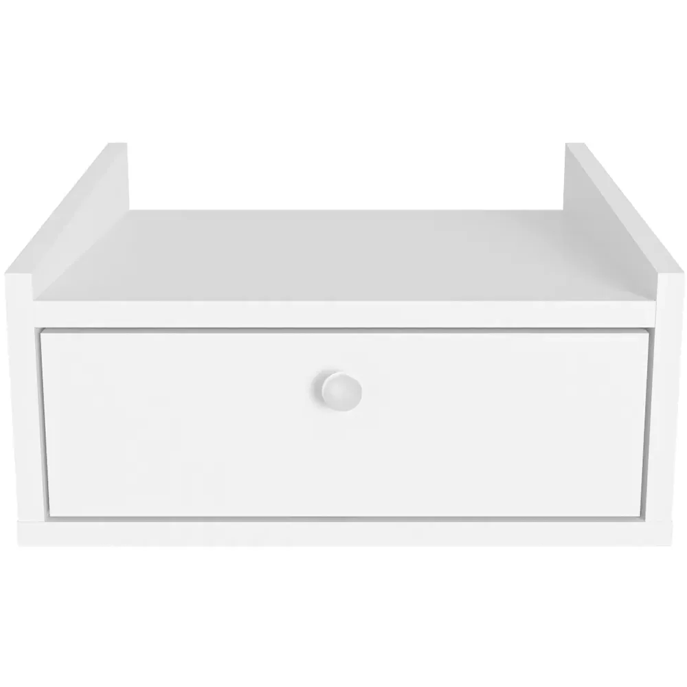 Anel Single Drawer Floating Bedside Table - White