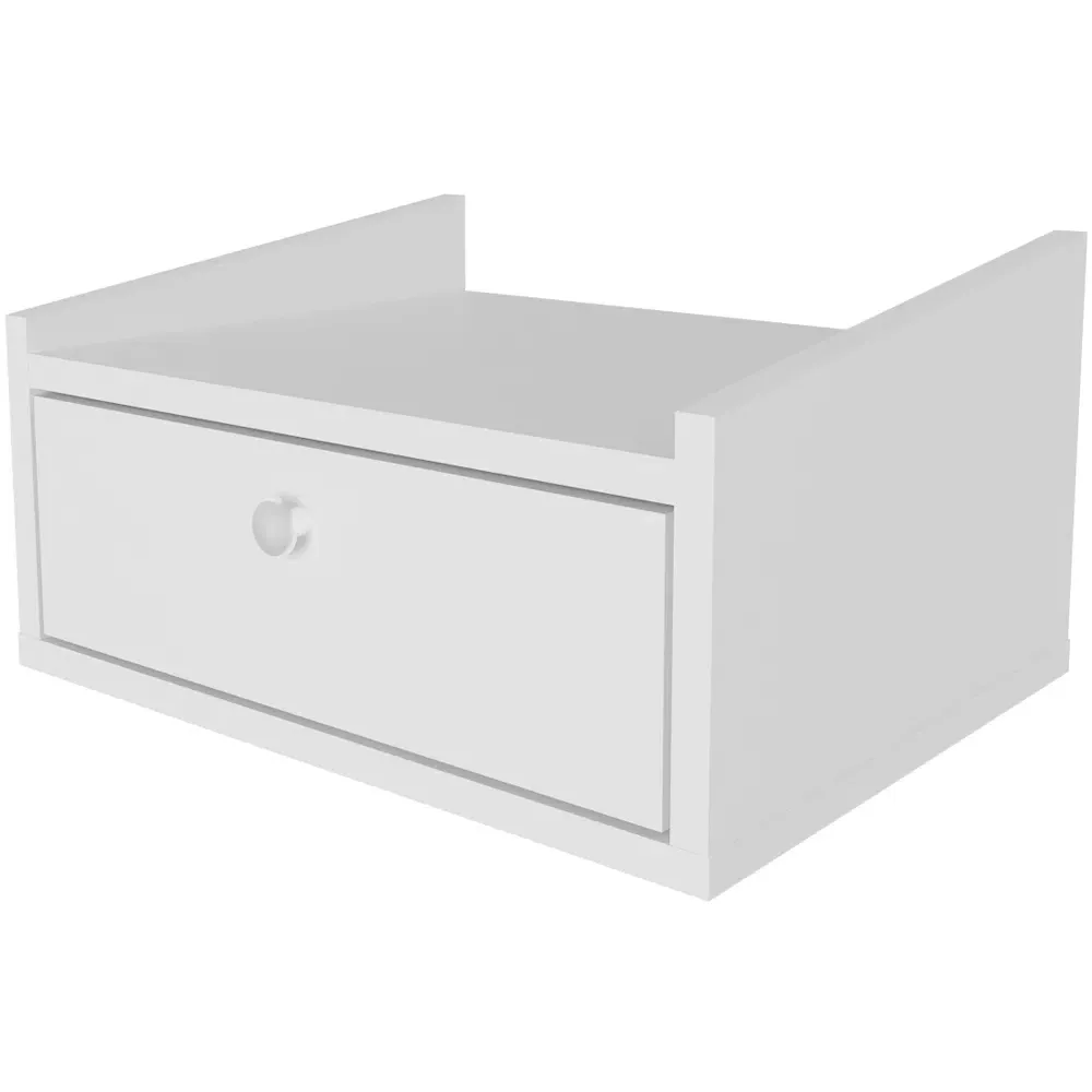 Anel Single Drawer Floating Bedside Table - White