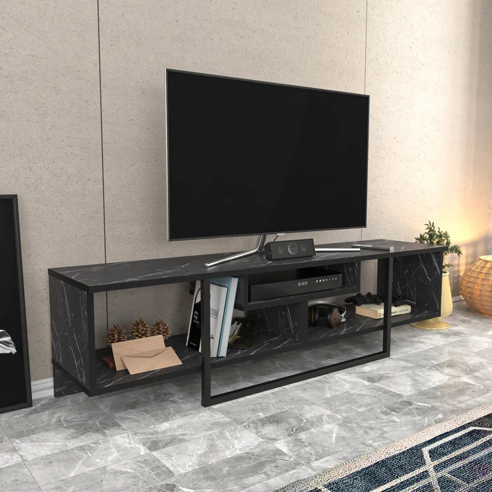 Asal 3 Shelf TV Unit - Bendire, Black