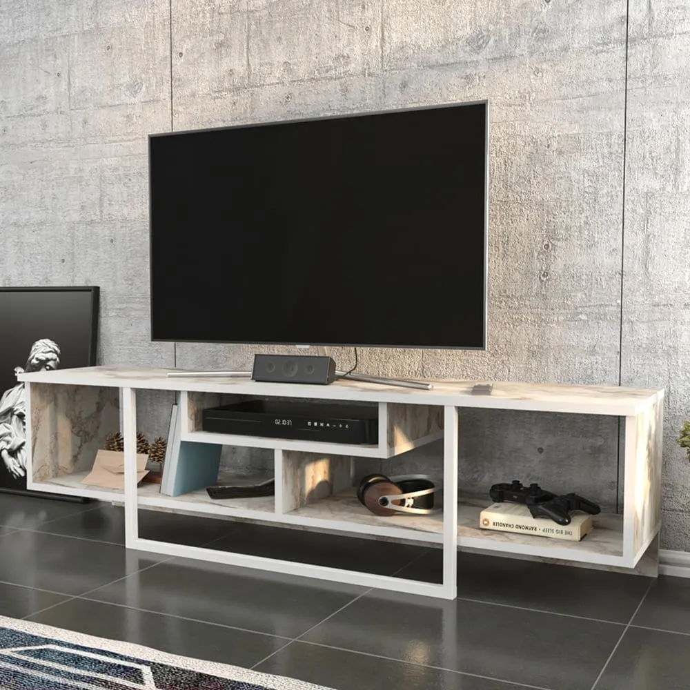 Asal 3 Shelf TV Unit - Ephesus, White