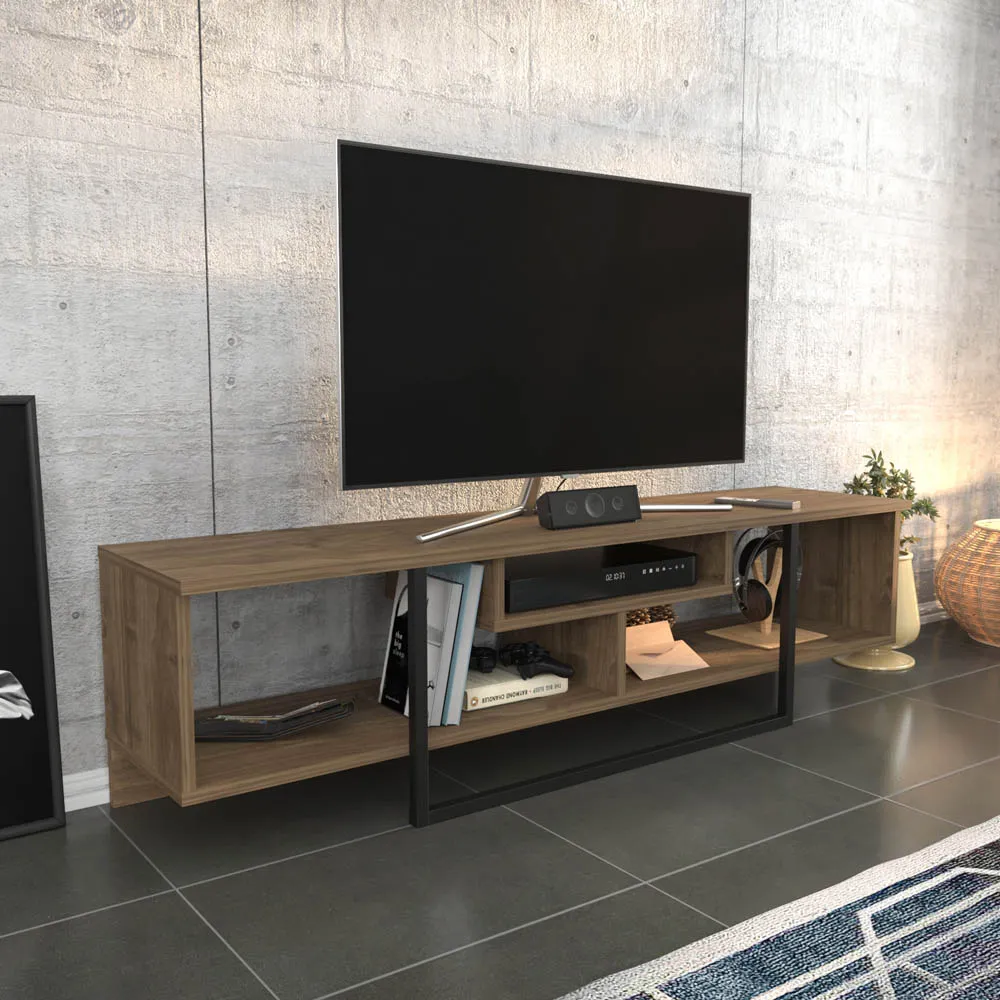 Asal 3 Shelf TV Unit - Walnut, Black