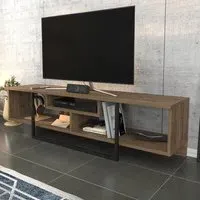 Asal 3 Shelf TV Unit - Walnut, Black