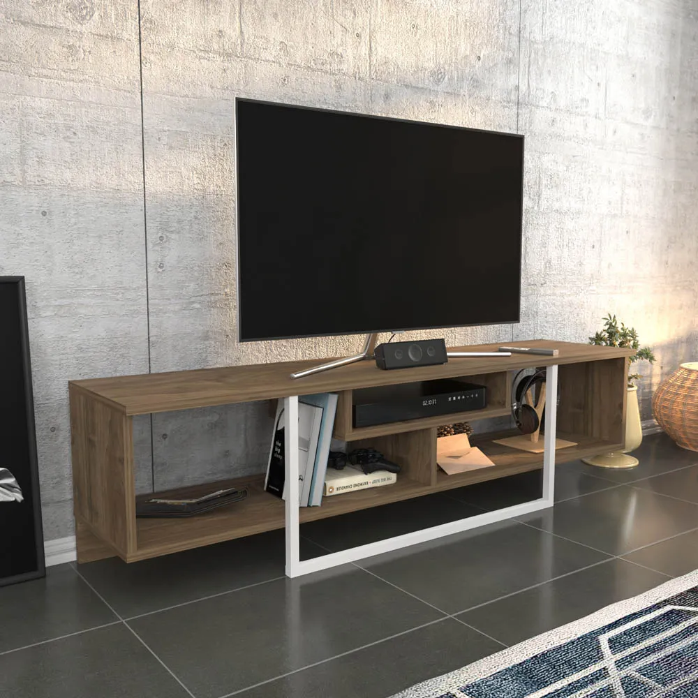 Asal 3 Shelf TV Unit - Walnut, White