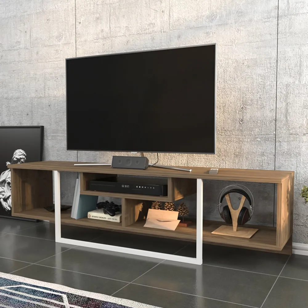 Asal 3 Shelf TV Unit - Walnut, White