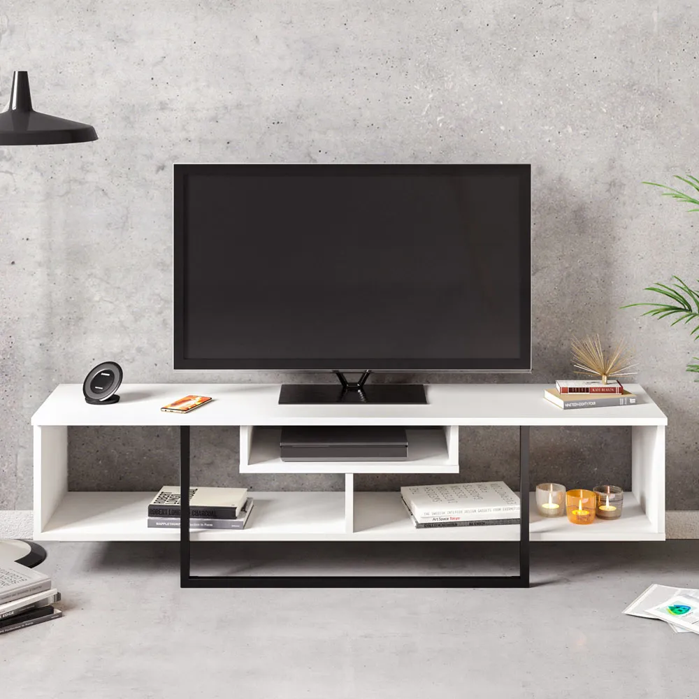 Asal 3 Shelf TV Unit - White, Black