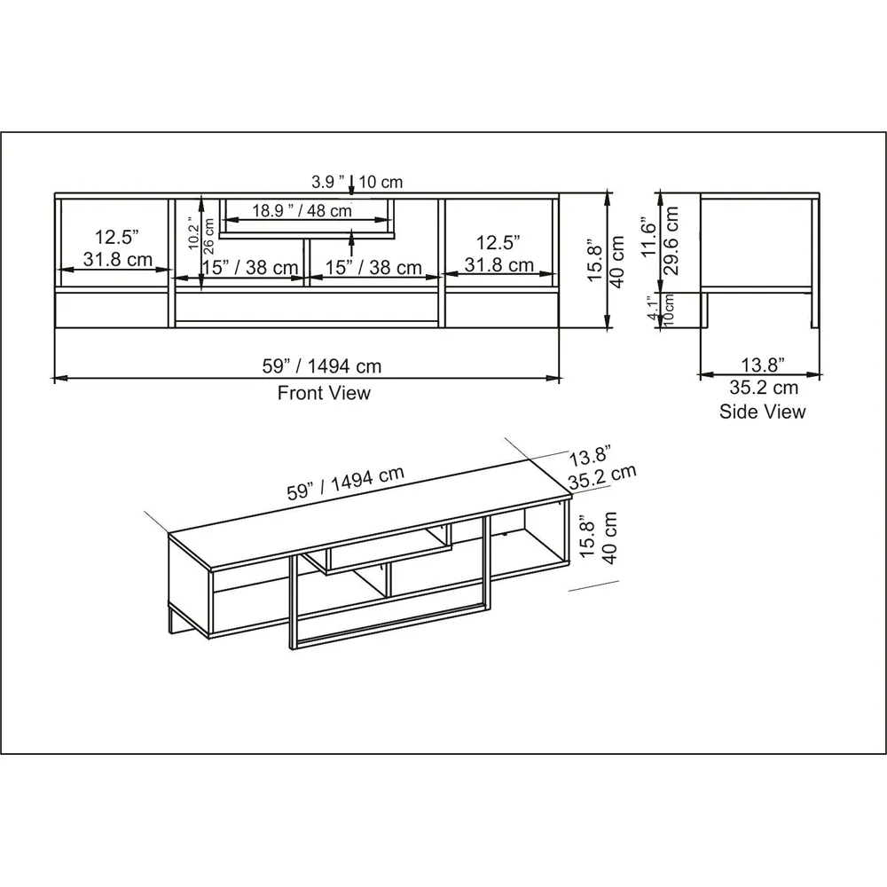 Asal 3 Shelf TV Unit - White, Black