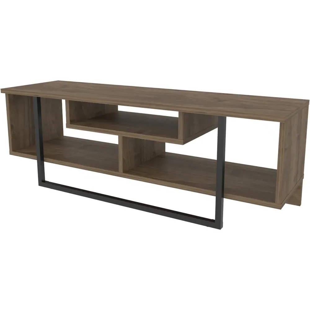 Asal Wide TV Unit - Walnut, Black