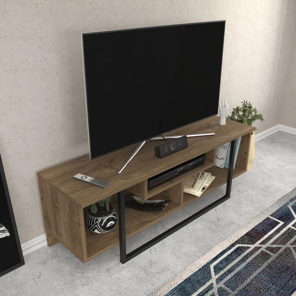 Asal Wide TV Unit - Walnut, Black