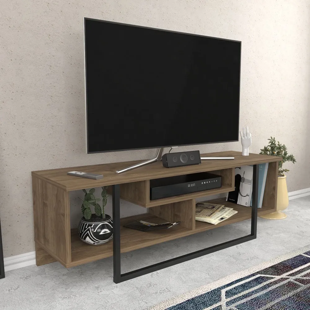 Asal Wide TV Unit - Walnut, Black image