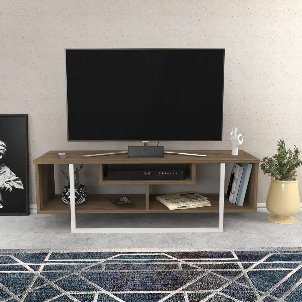 Asal Wide TV Unit - Walnut, White