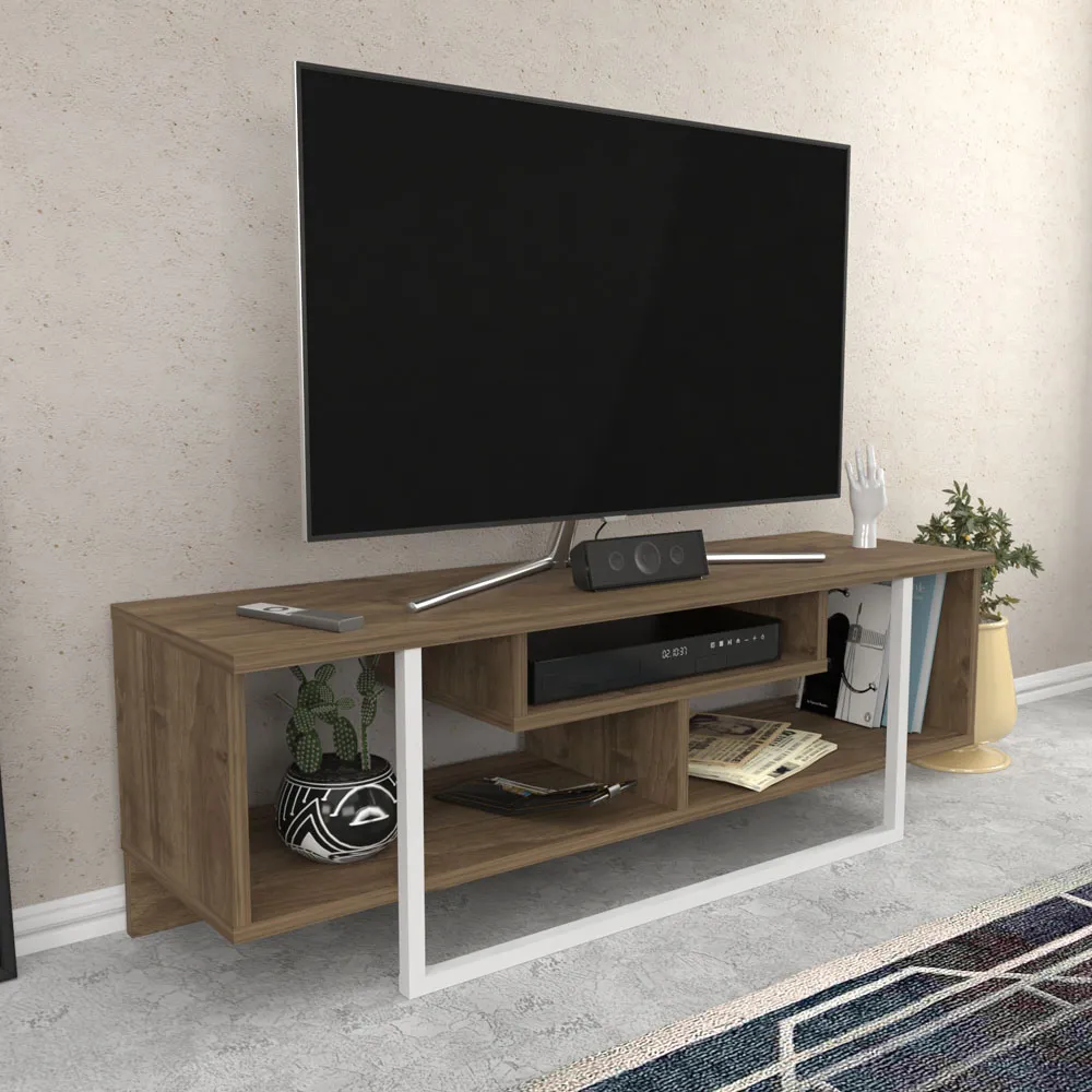 Asal Wide TV Unit - Walnut, White