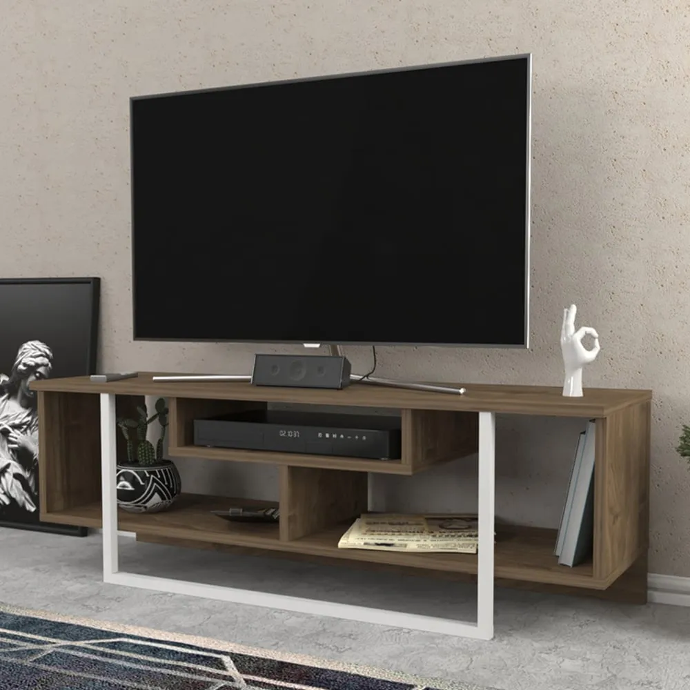 Asal Wide TV Unit - Walnut, White
