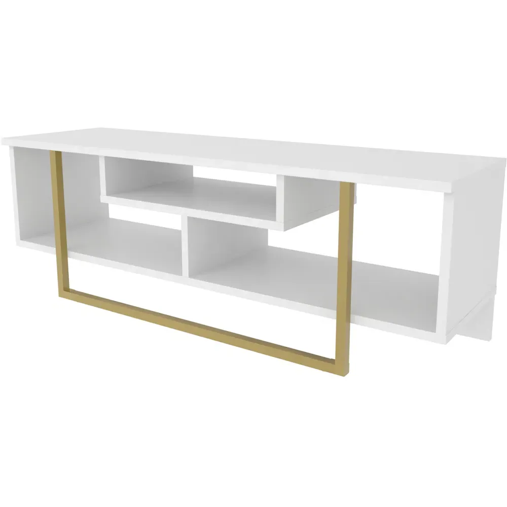 Asal Wide TV Unit - White, Gold