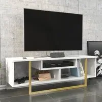 Asal Wide TV Unit - White, Gold