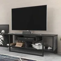 Asal Wide TV Unit with Metal Legs - Black