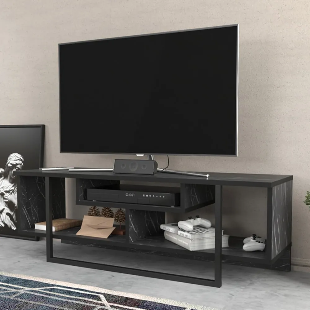 Asal Wide TV Unit with Metal Legs - Black