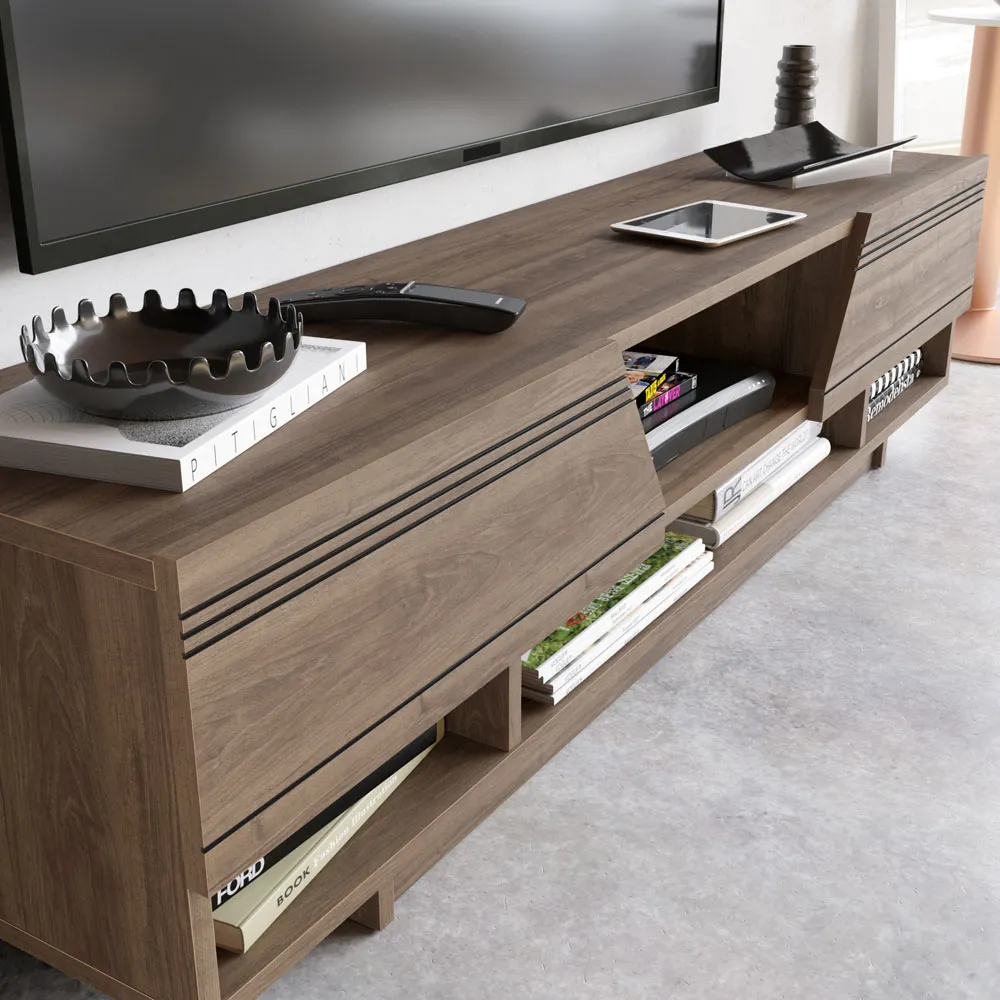 Aspatria TV Unit with Drop-Down Doors - Walnut