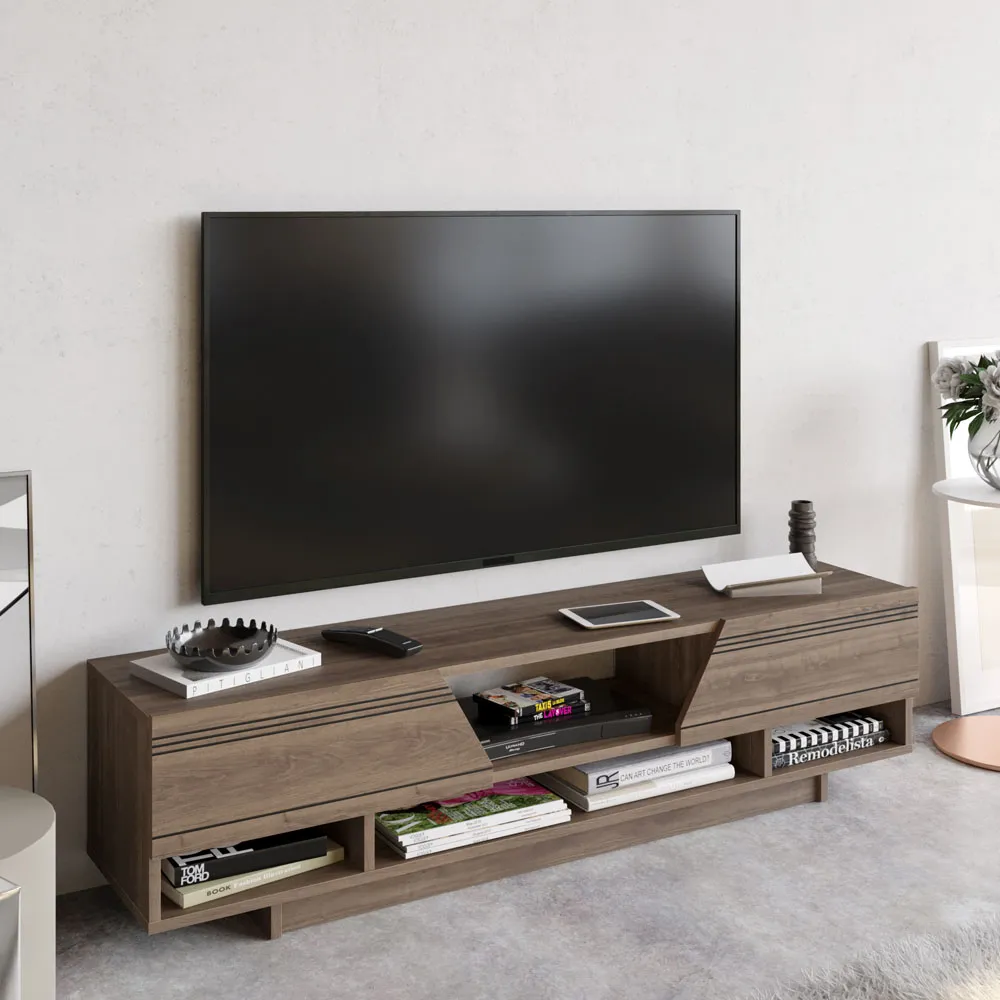 Aspatria TV Unit with Drop-Down Doors - Walnut