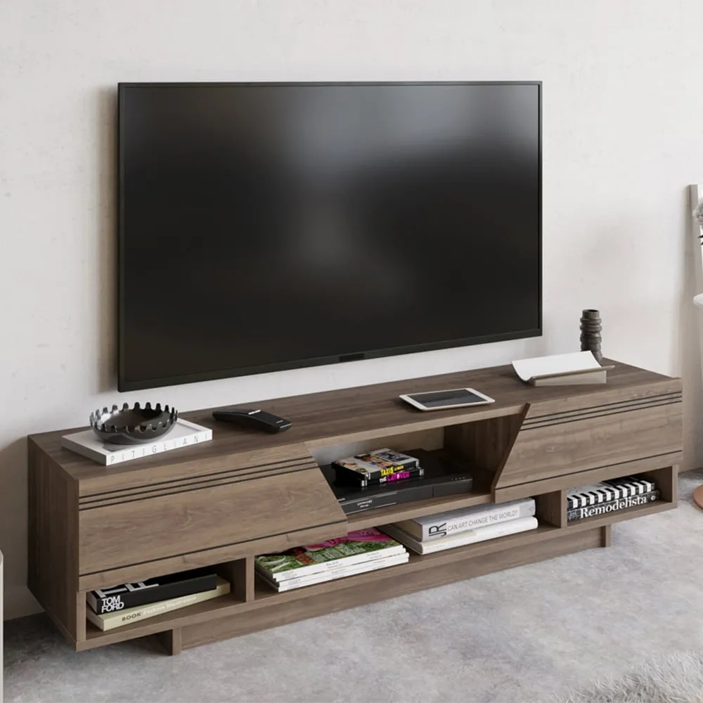 Aspatria TV Unit with Drop-Down Doors - Walnut