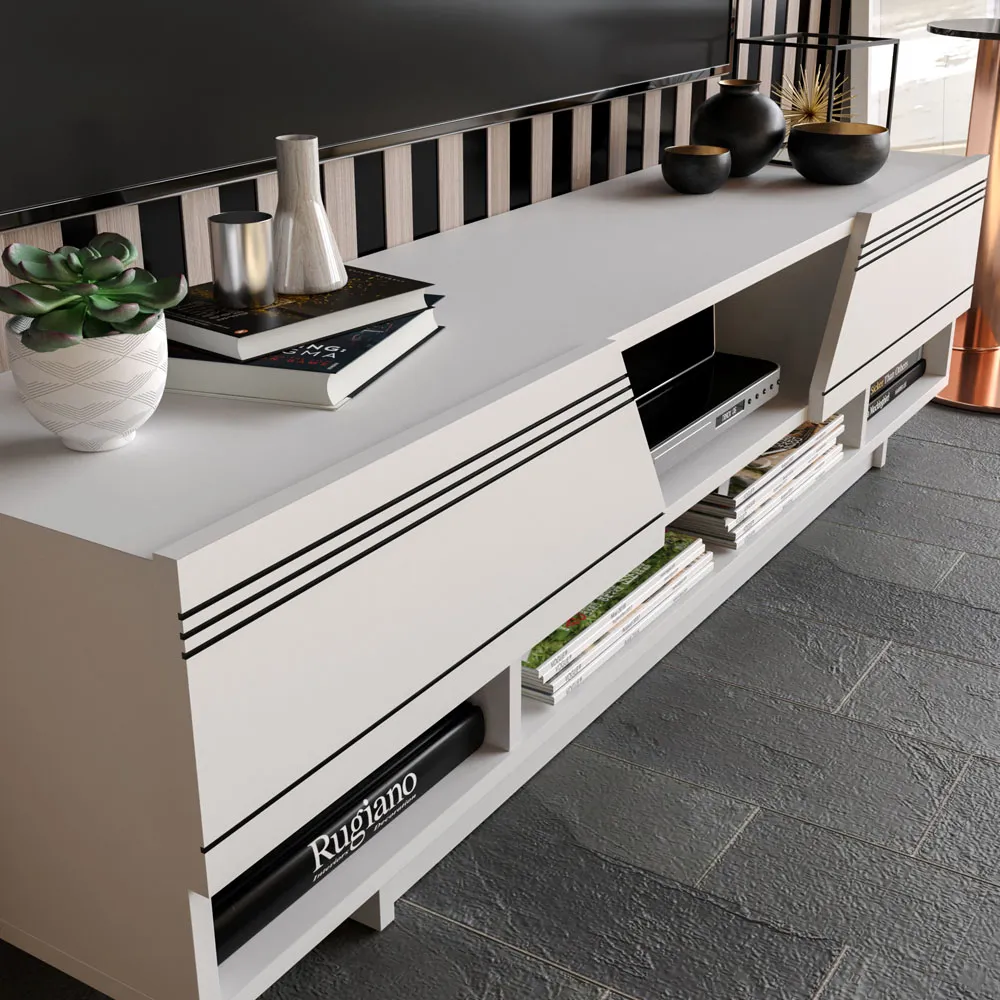 Aspatria TV Unit with Storage - White