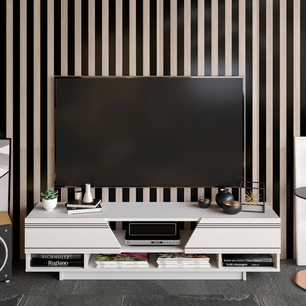 Aspatria TV Unit with Storage - White