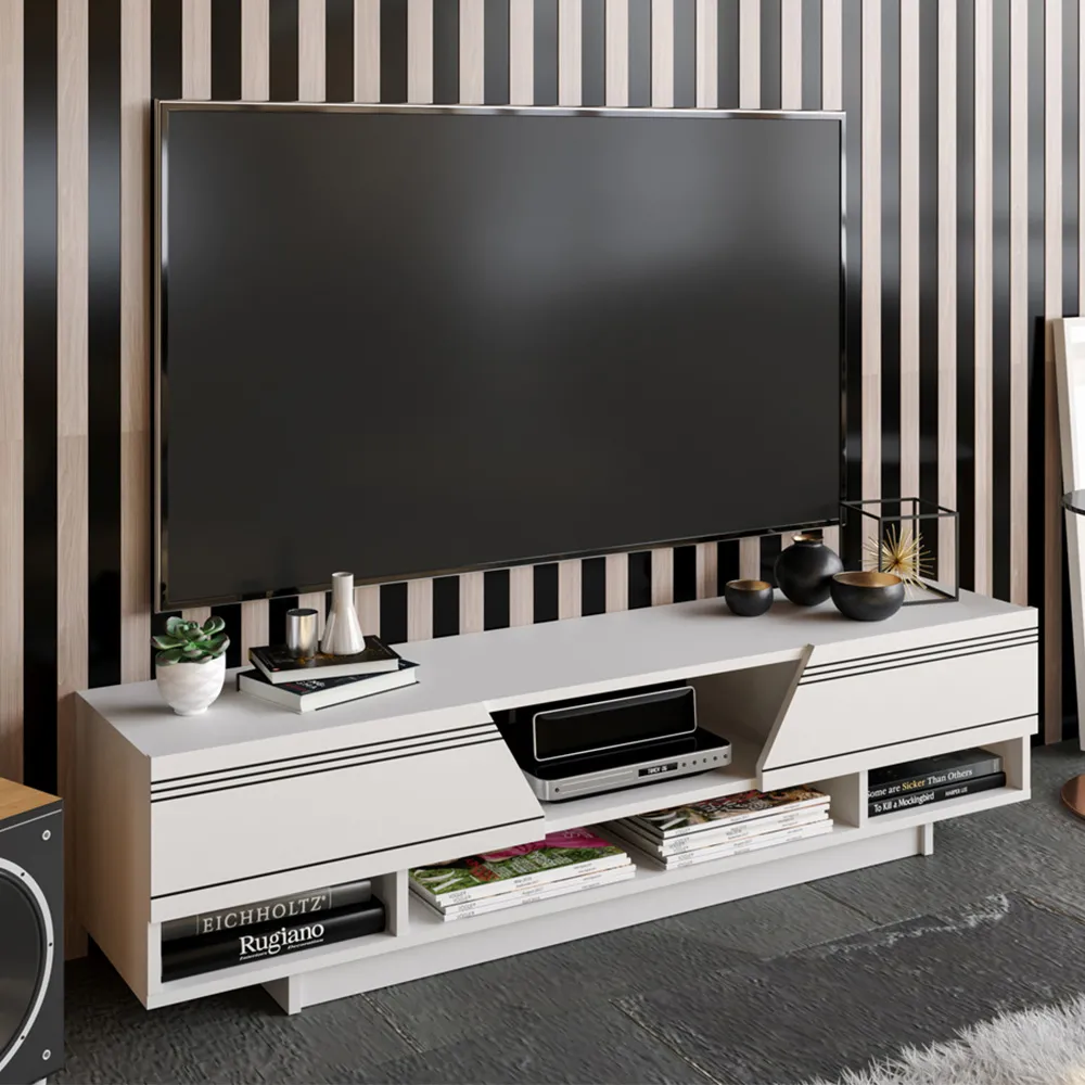 Aspatria TV Unit with Storage - White