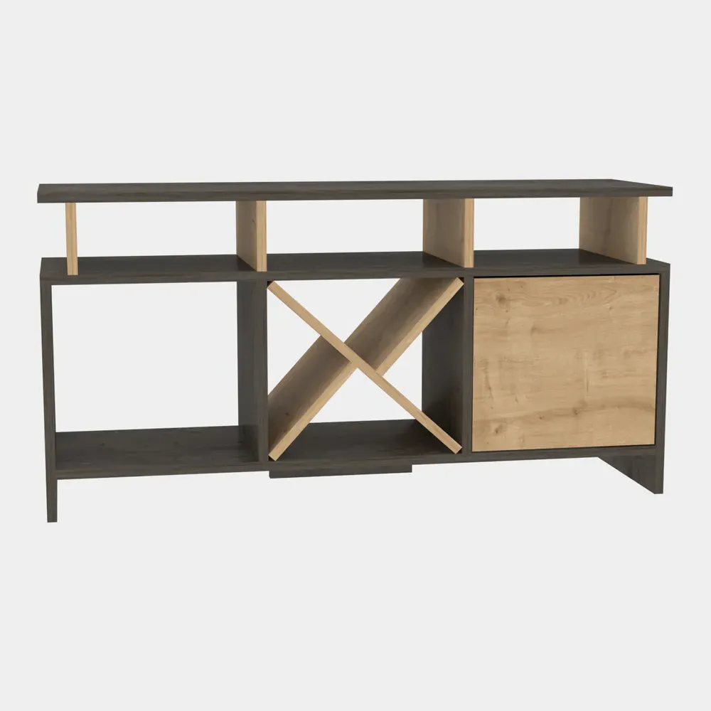 Auburn Single Door TV Unit with 8 Shelves - Wenge, Sapphire Oak