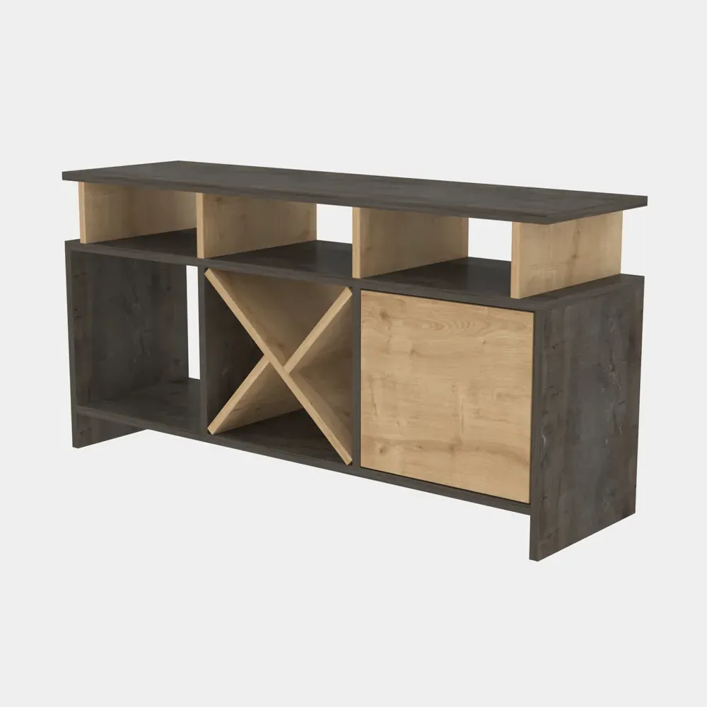 Auburn Single Door TV Unit with 8 Shelves - Wenge, Sapphire Oak