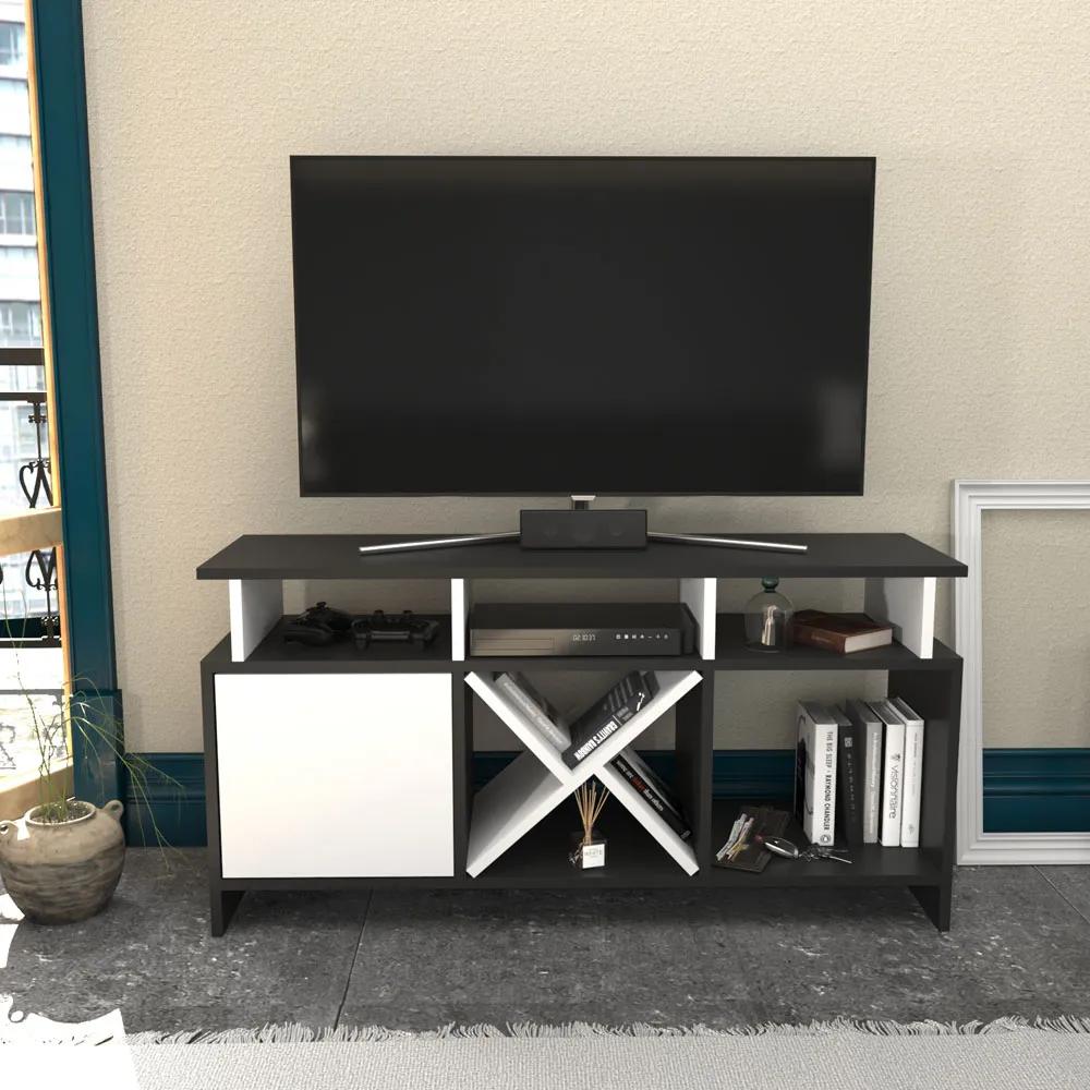 Auburn Single Door TV Unit with Storage - Anthracite
