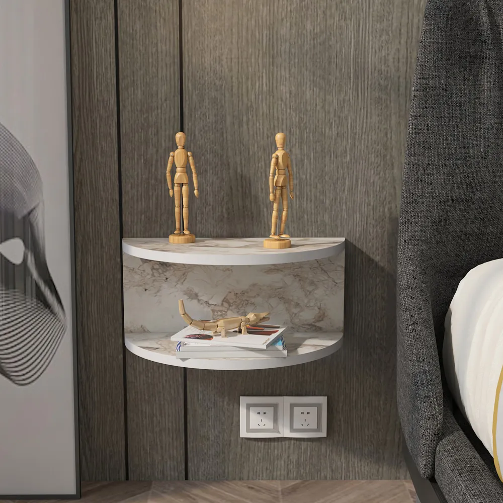 Bella Single Shelf Floating Bedside Table - Grey