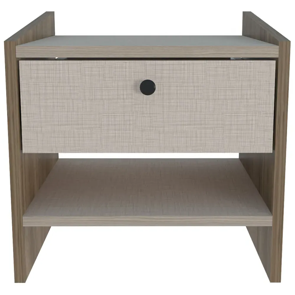 Berlin Single Drawer Bedside Table - Cottonbeige