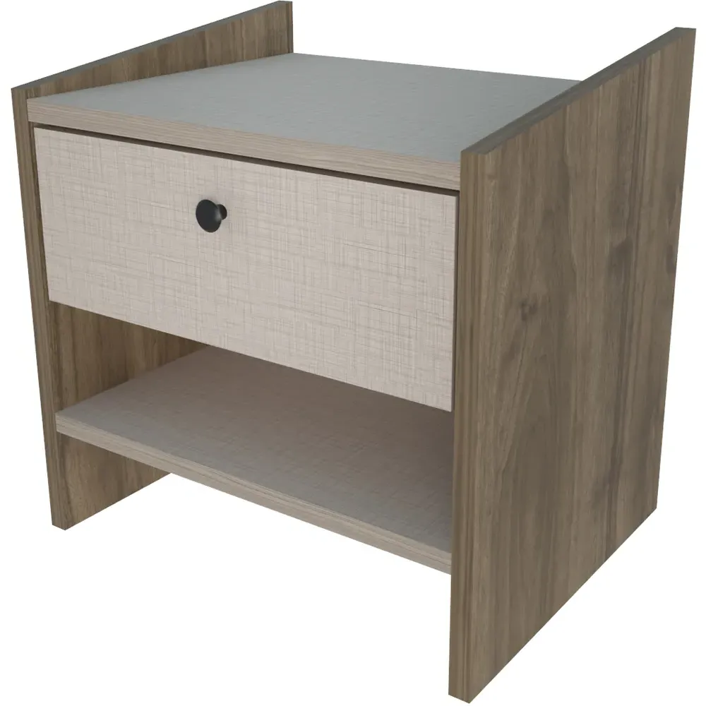 Berlin Single Drawer Bedside Table - Cottonbeige