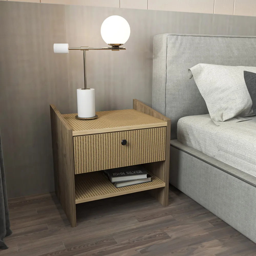 Berlin Single Drawer Bedside Table - Walnut