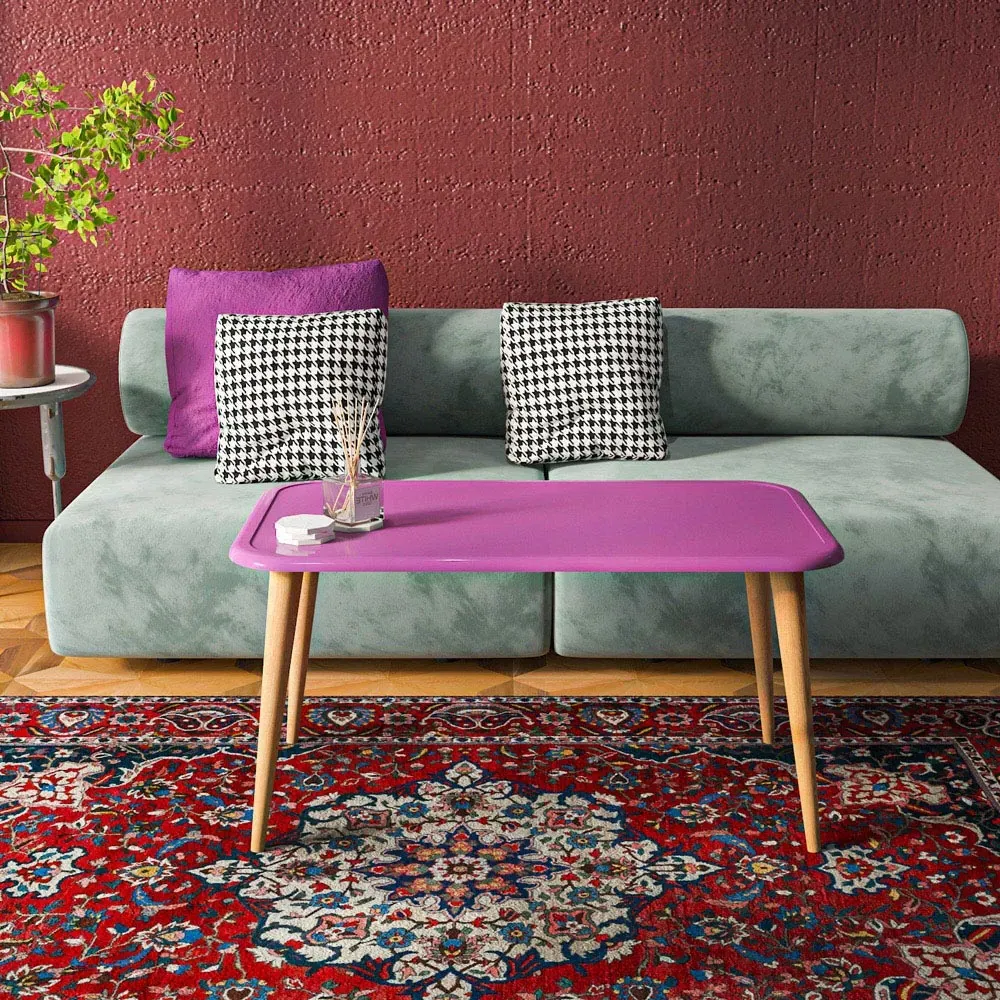 Bohemia Coffee Table with Storage - Pink, Walnut