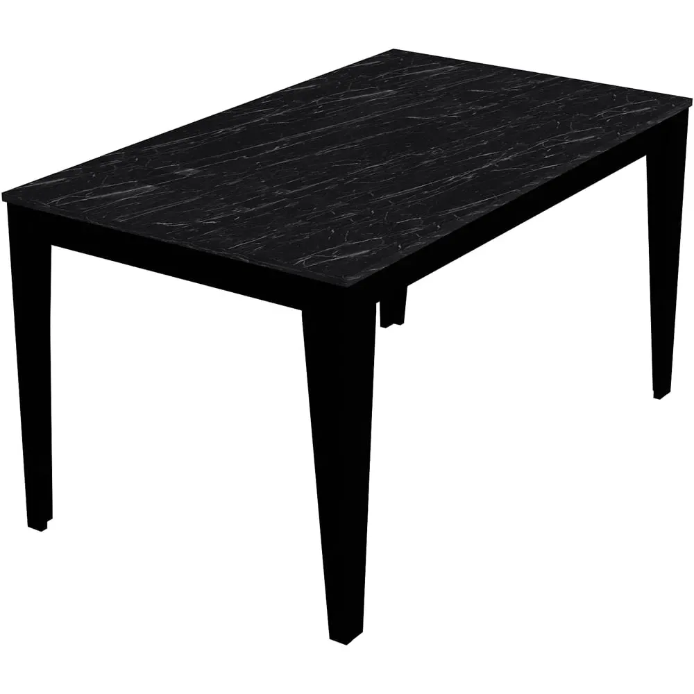 Bud 4-Seater Dining Set - Black, Marble Effect