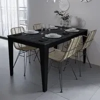 Bud 4-Seater Dining Set - Black, Marble Effect
