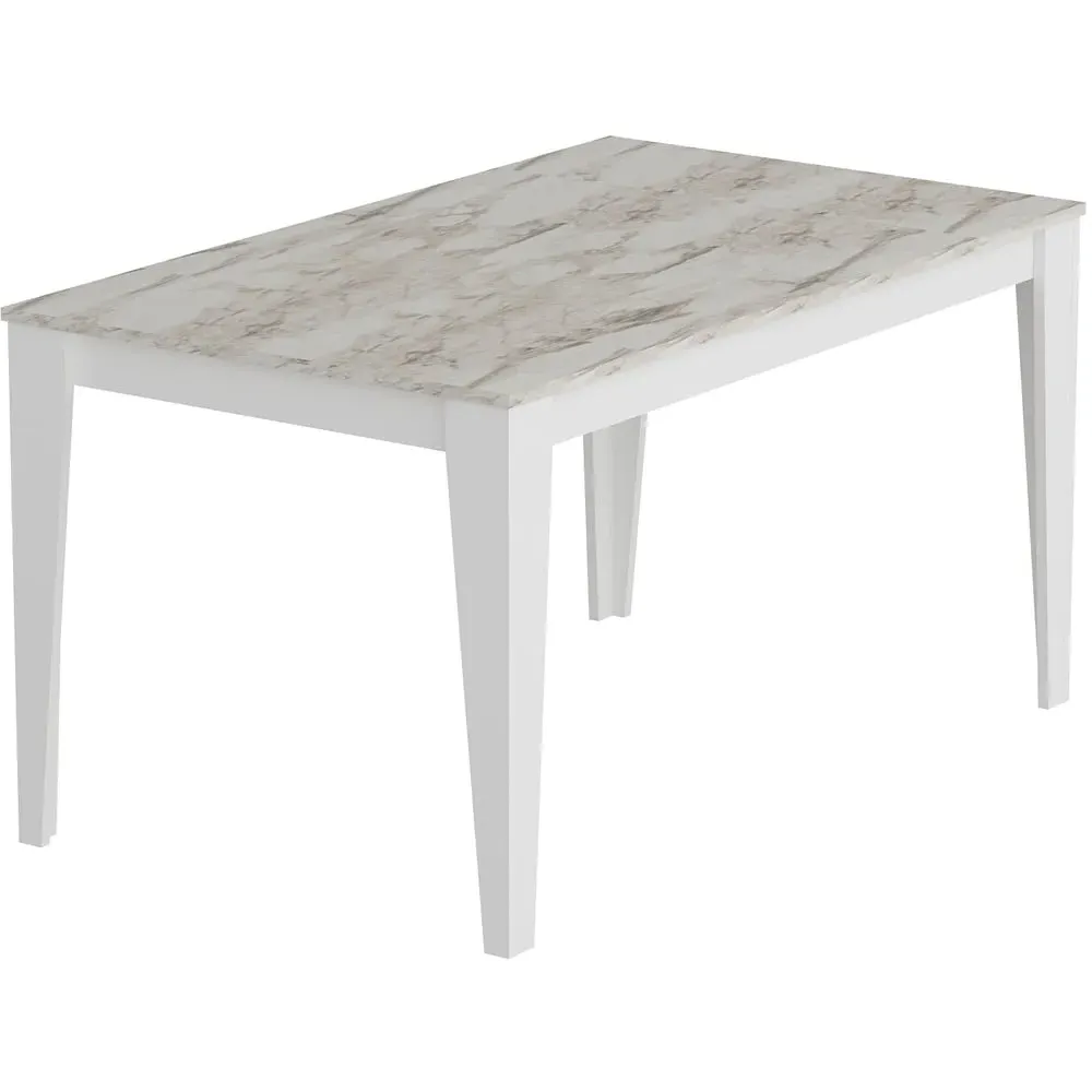 Bud 4-Seater Dining Set - White, Marble Effect