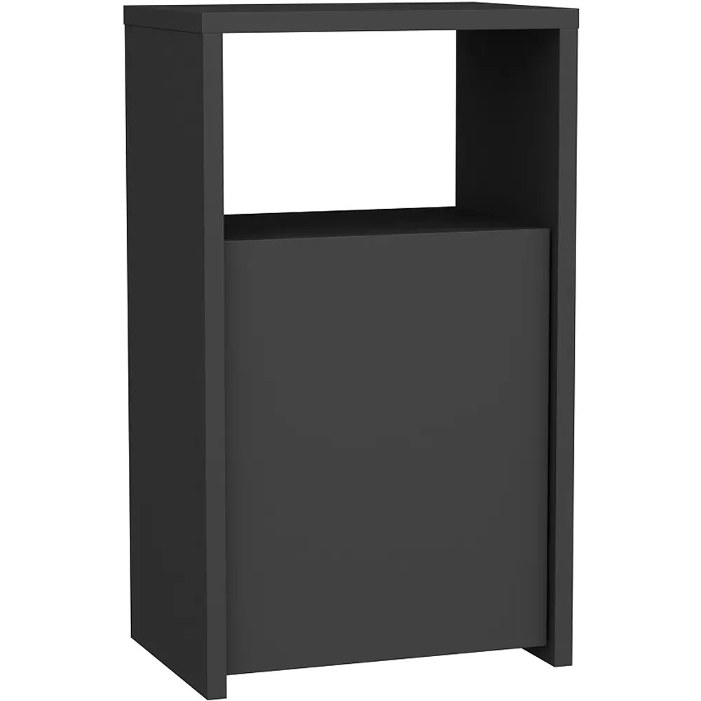 Carlin Single Door Bedside Table with Shelf - Black