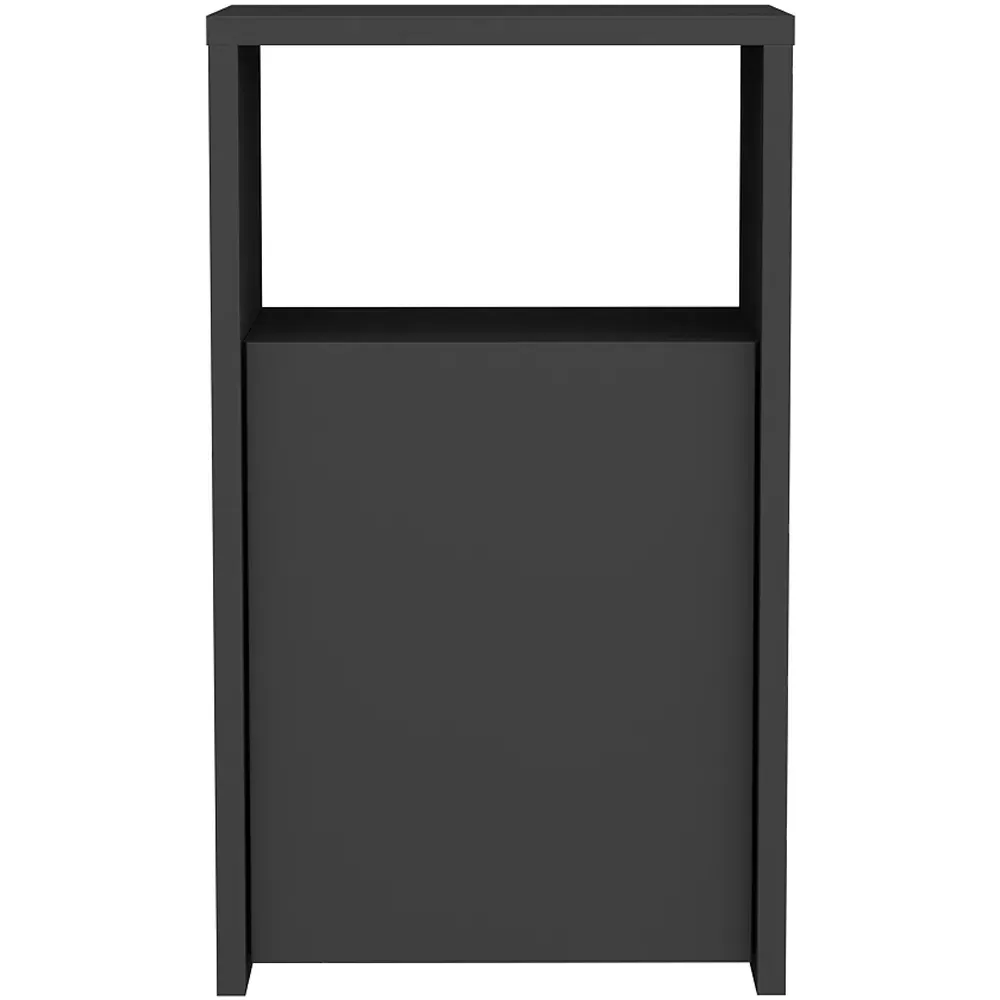 Carlin Single Door Bedside Table with Shelf - Black