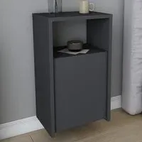 Carlin Single Door Bedside Table with Shelf - Black