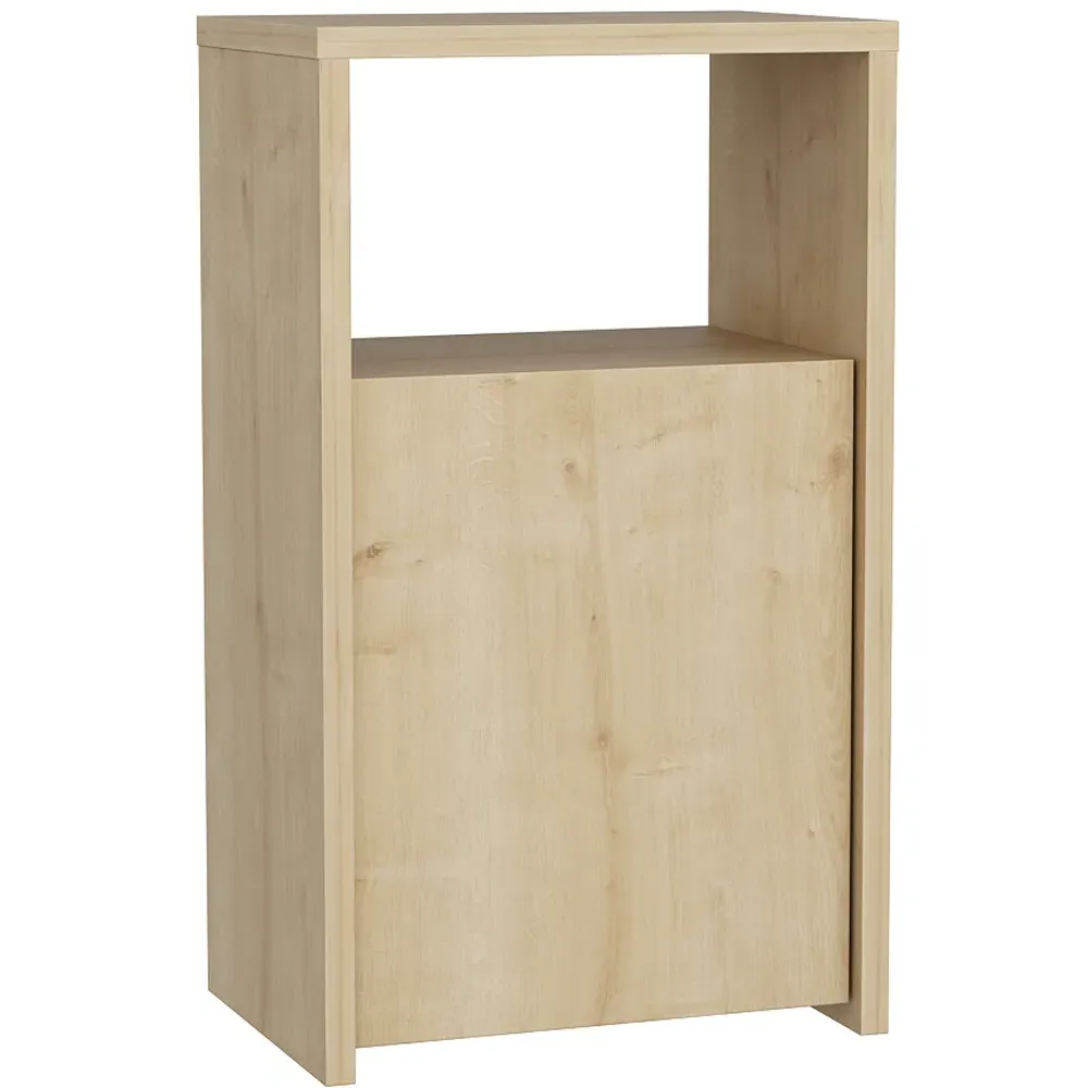 Carlin Single Door Bedside Table with Shelf - Brown