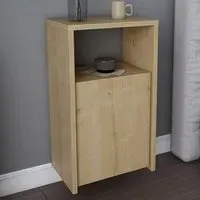 Carlin Single Door Bedside Table with Shelf - Brown