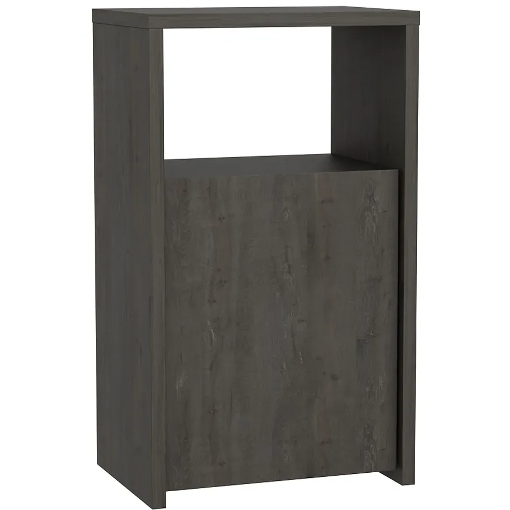 Carlin Single Door Bedside Table with Shelf - Silver