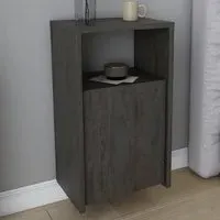 Carlin Single Door Bedside Table with Shelf - Silver