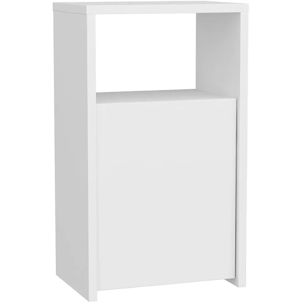 Carlin Single Door Bedside Table with Shelf - White